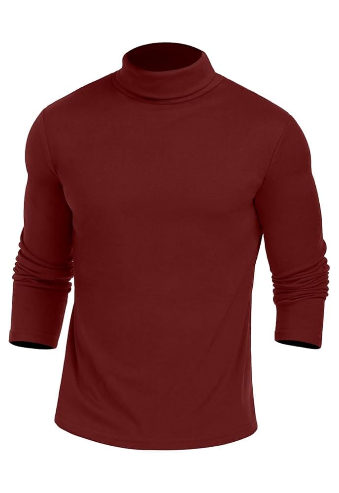 KUYIGO Men’s Turtleneck Long Sleeve Turtle Neck Shirts Basic Lightweight Undershirt Thermal Pullover Sweater