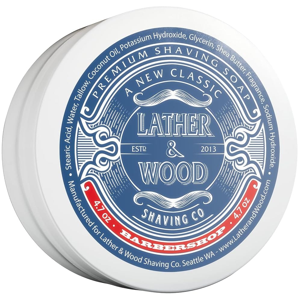 Lather & Wood Shaving Soap – Barbershop – Simply The Best Luxury Shaving Cream – Tallow – Dense Lather with Fantastic Scent for The Worlds Best Wet Shaving Routine. 4.7 oz…