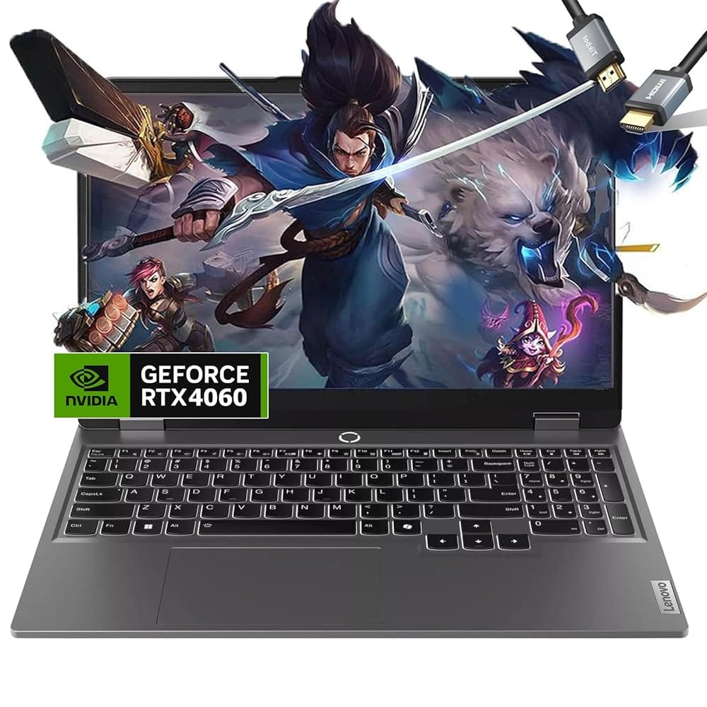 Lenovo LOQ Gaming Laptop 2024 - NVIDIA GeForce RTX 4060 - AMD Ryzen 7 7435HS - 15.6" FHD IPS Display - Backlit Keyboard - Windows 11 - G-SYNC - HDMI Cable (32GB RAM | 1TB PCIe SSD)