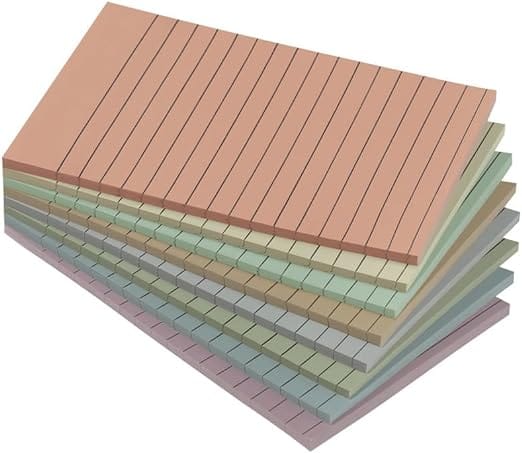 Lined Sticky Notes, 8 Pads, 4×6 inches Aesthetic Sticky Note Pads with Lines, Neutral Boho Self-Stick Note Pads, Perfect for Office Home School Desk Accessories, 35 Sheets/pad -…