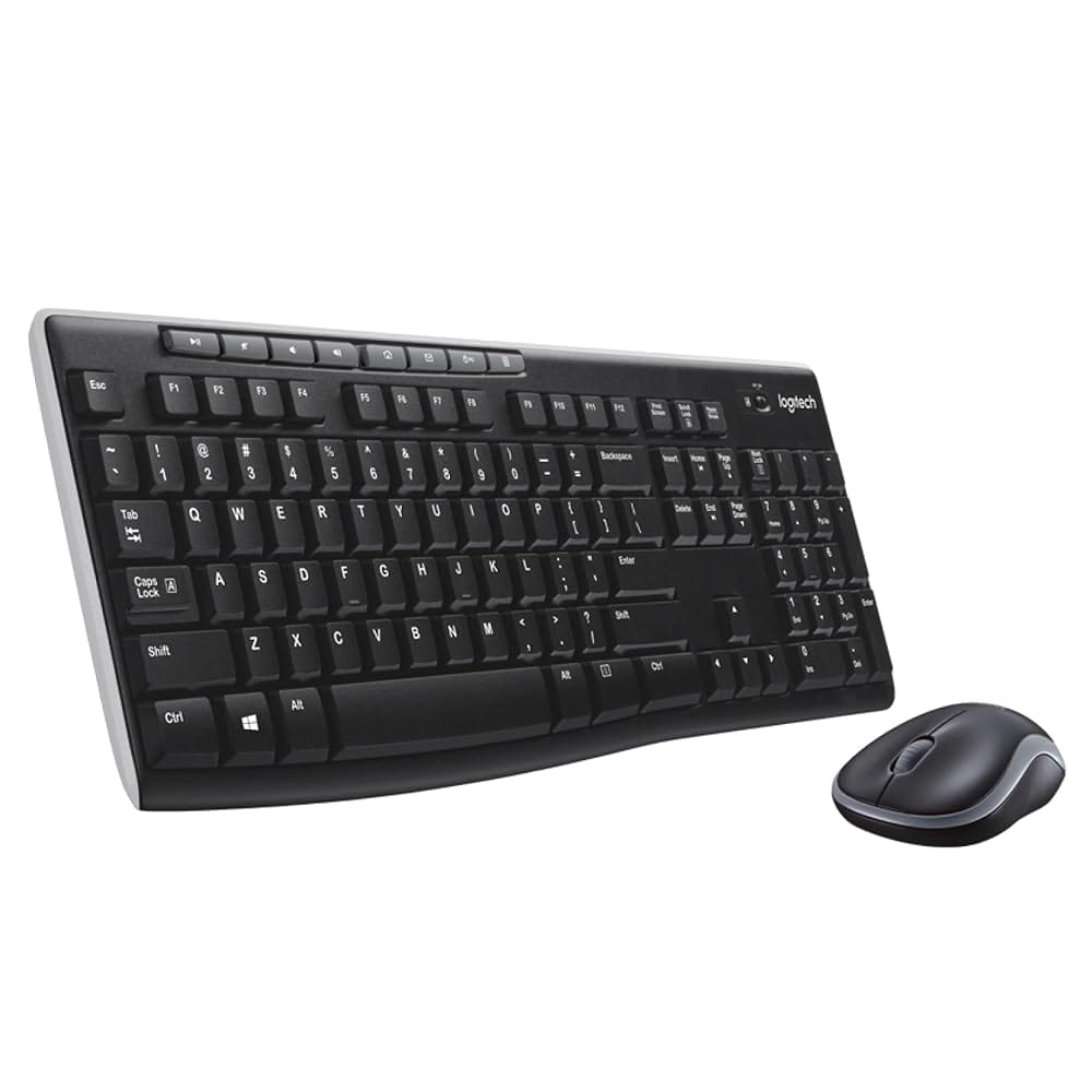 Logitech MK270 Wireless Keyboard And Mouse Combo For Windows, 2.4 GHz Wireless, Compact Mouse, 8 Multimedia And Shortcut Keys, For PC, Laptop – Black