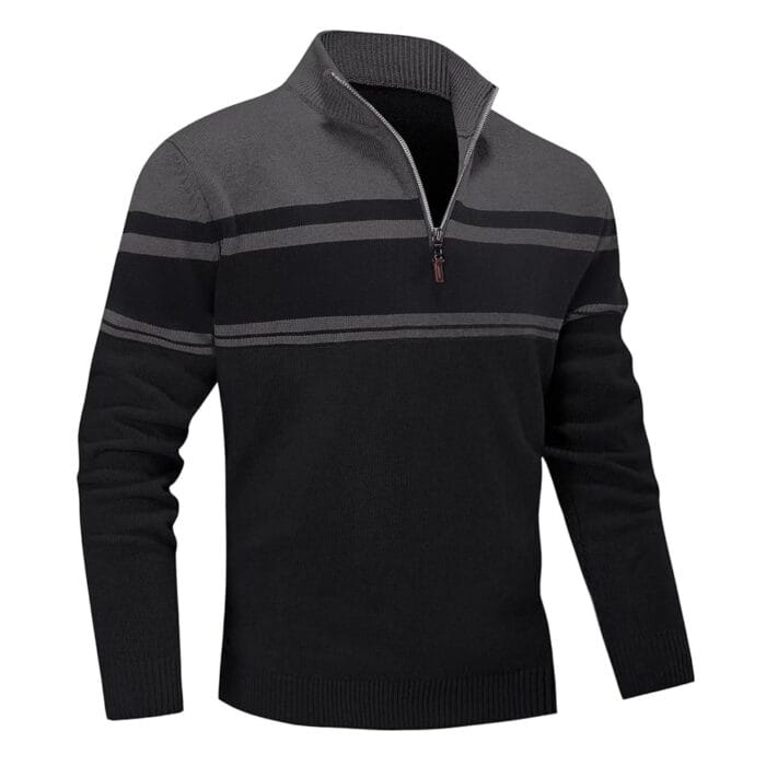 MAGNIVIT Men's Sweater Quarter Zip Striped Pullover Fall Winter Spring Color Block Polo Sweatshirts