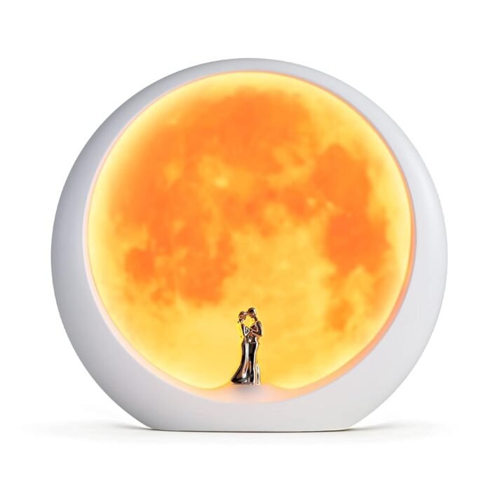 mamre Moon Mood Lamp Unique Anniversary Marriage Valentines Day Gift Ideas Art Decoration, White Holy Wedding Under Full Moon