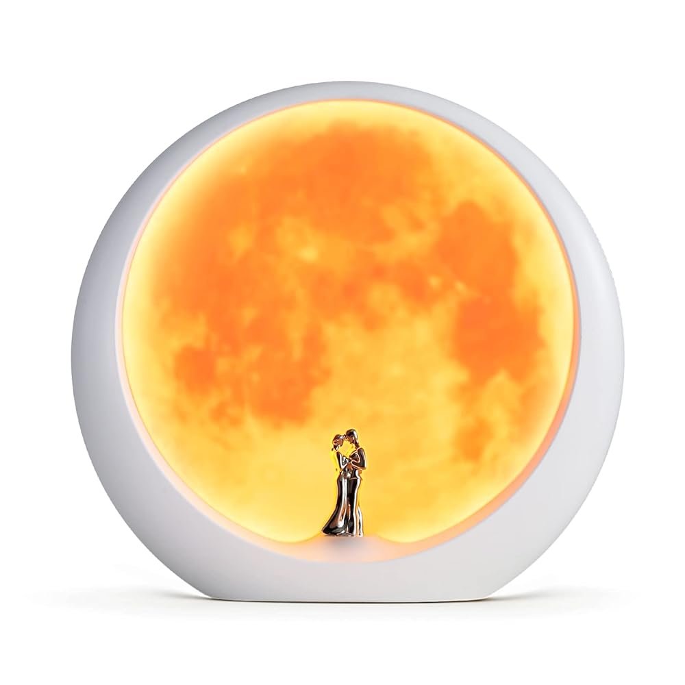 mamre Moon Mood Lamp Unique Anniversary Marriage Valentines Day Gift Ideas Art Decoration, White Holy Wedding Under Full Moon