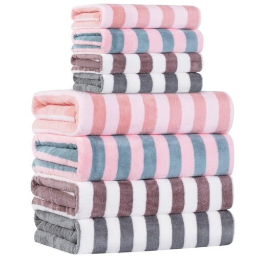 Microfiber Bath Towel Set 4 Bath Towels 4 Hand Towels 4 Colors for Shower Pool Beach Bathroom Super Absorbent Soft Quick Dry Lightweight
