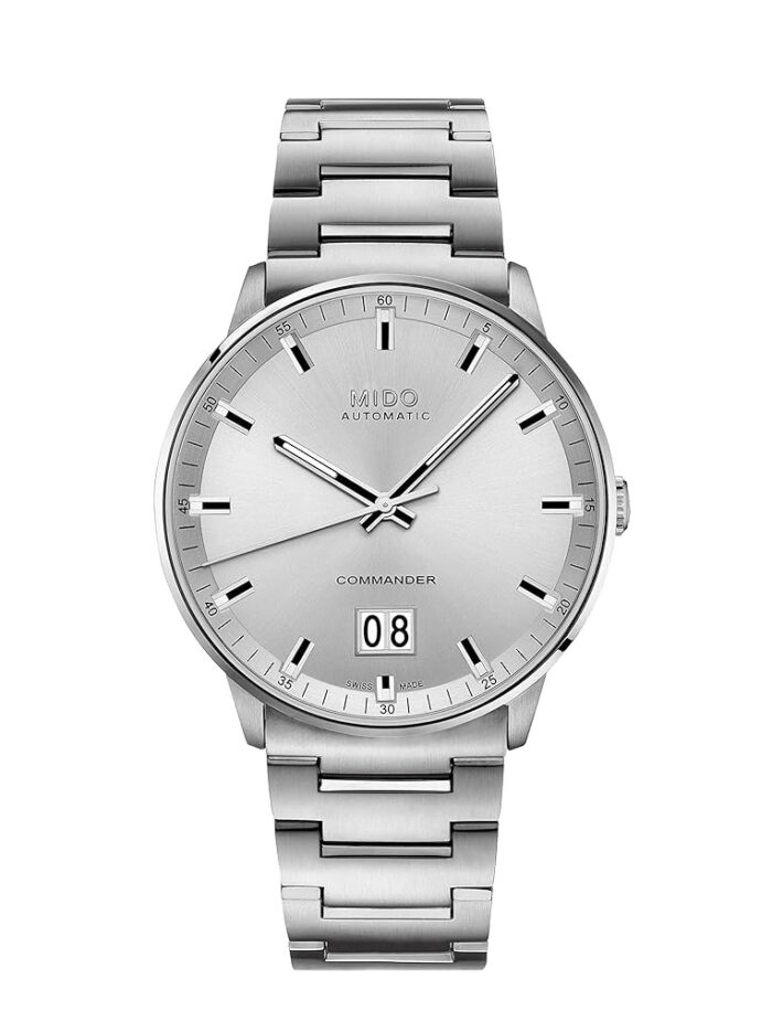 Mido Commander Big Date - Swiss Automatic Watch for Men - Silver Dial - Case 42mm - M0216261103100