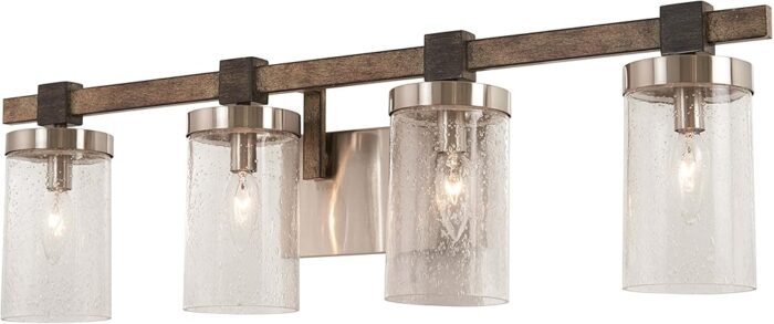 Minka Lavery Wall Light Fixtures 4634-106 Bridlewood Bath Vanity Lighting, 4-Light 240 Watts, Stone Grey