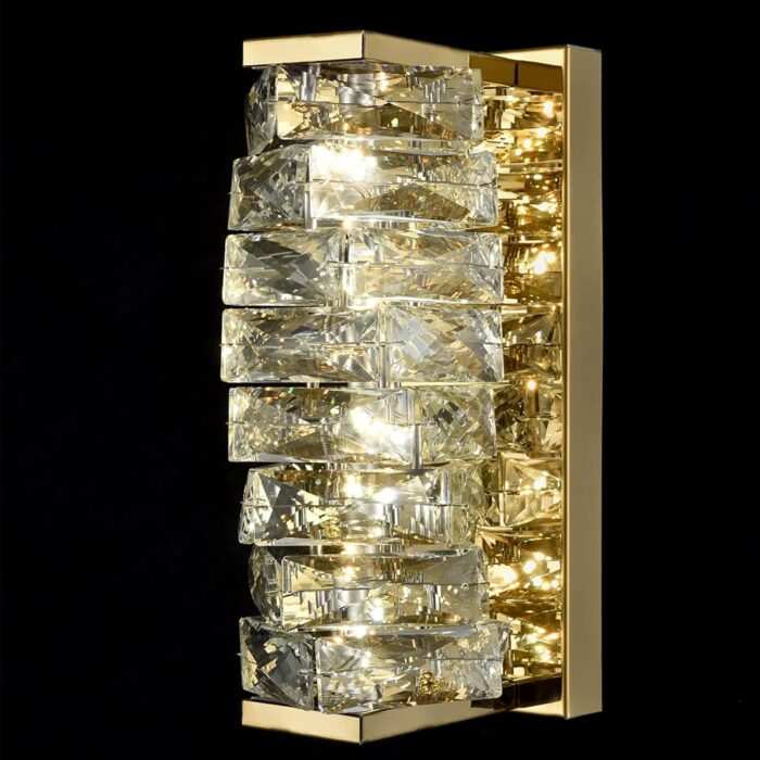 Modern Crystal Wall Sconce Gold Wall Lights for Living Room Bathroom Light Fixtures, 8W, 4000K, Not Dimmable