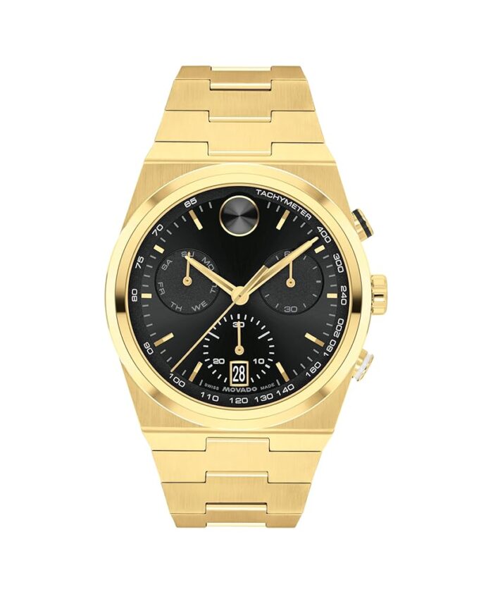 Movado Bold Quest Chronograph Men's Sport Watch - Swiss Quartz Movement, Stainless Steel Link Bracelet - 5 ATM Water Resistance - Luxury Fashion Timepiece for Him - 42mm