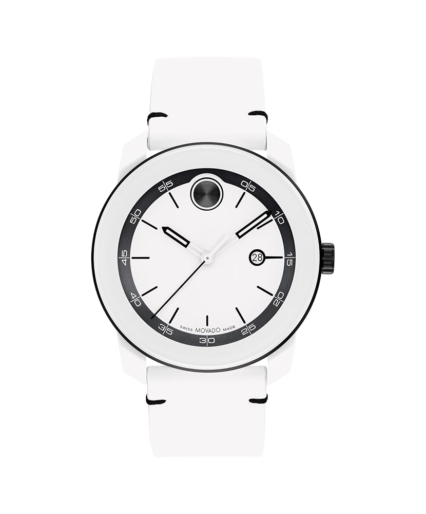 Movado Bold TR90 Ultra Modern Watch for Men and Women – Swiss Quartz 3H Movement, Leather Strap – Water Resistant 3ATM/30 Meters – Sporty Style Wristwatch for Everyone – 42mm