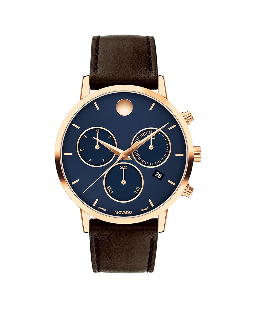 Movado Museum Classic Men’s Watch – Swiss Quartz Chronograph Movement, Calfskin Strap – 3 ATM Water Resistance – Classic, Luxury Fashion Timepiece for Him – 42mm
