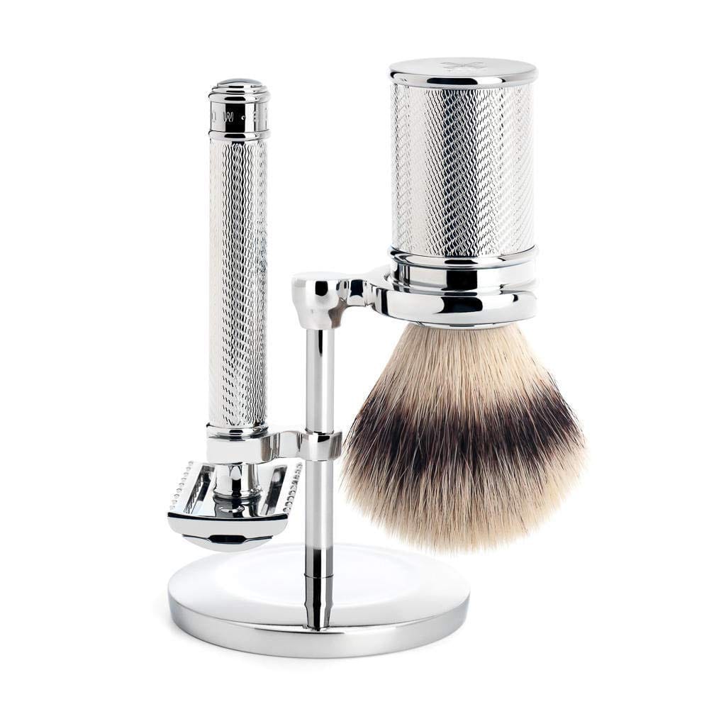 MÜHLE Chrome Silvertip Fibre Safety Razor (Open Comb) Shaving Set