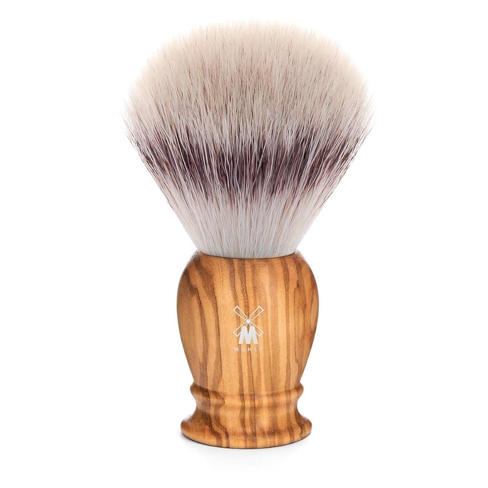 MÜHLE Classic Olive Wood X-Large Silvertip Fiber Shaving Brush – Synthetic Luxury Shave Brush for Men, Rich Lather