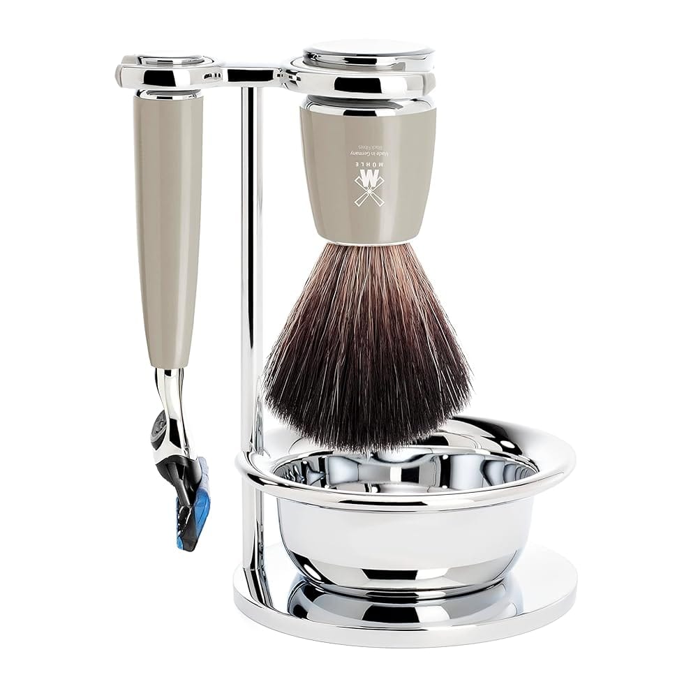 MÜHLE Rytmo Melange Grey Black Fibre 4-piece Fusion Shaving Set