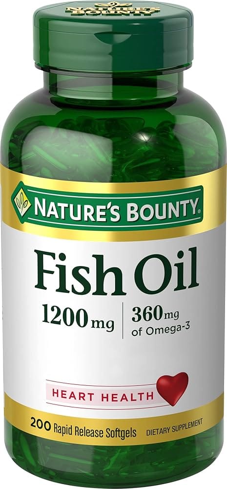 Nature’s Bounty Fish Oil, Supports Heart Health, 1200 Mg, 360 Mg Omega-3, Rapid Release Softgels, 200 Ct