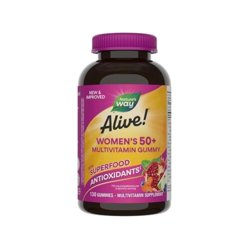 Nature's Way Alive! Women’s 50+ Daily Gummy Multivitamins, Supports Multiple Body Systems*, Supports Healthy Heart, Brain & Bones,* B-Vitamins, Mixed Berry Flavored, 130 Gummies...