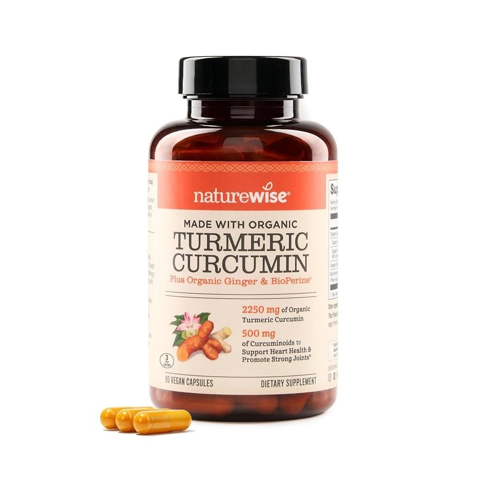 NatureWise Curcumin Turmeric 2250mg 95% Curcuminoids & BioPerine Black Pepper Extract Advanced Absorption for Joint Support [1 Month Supply – 90 Count]