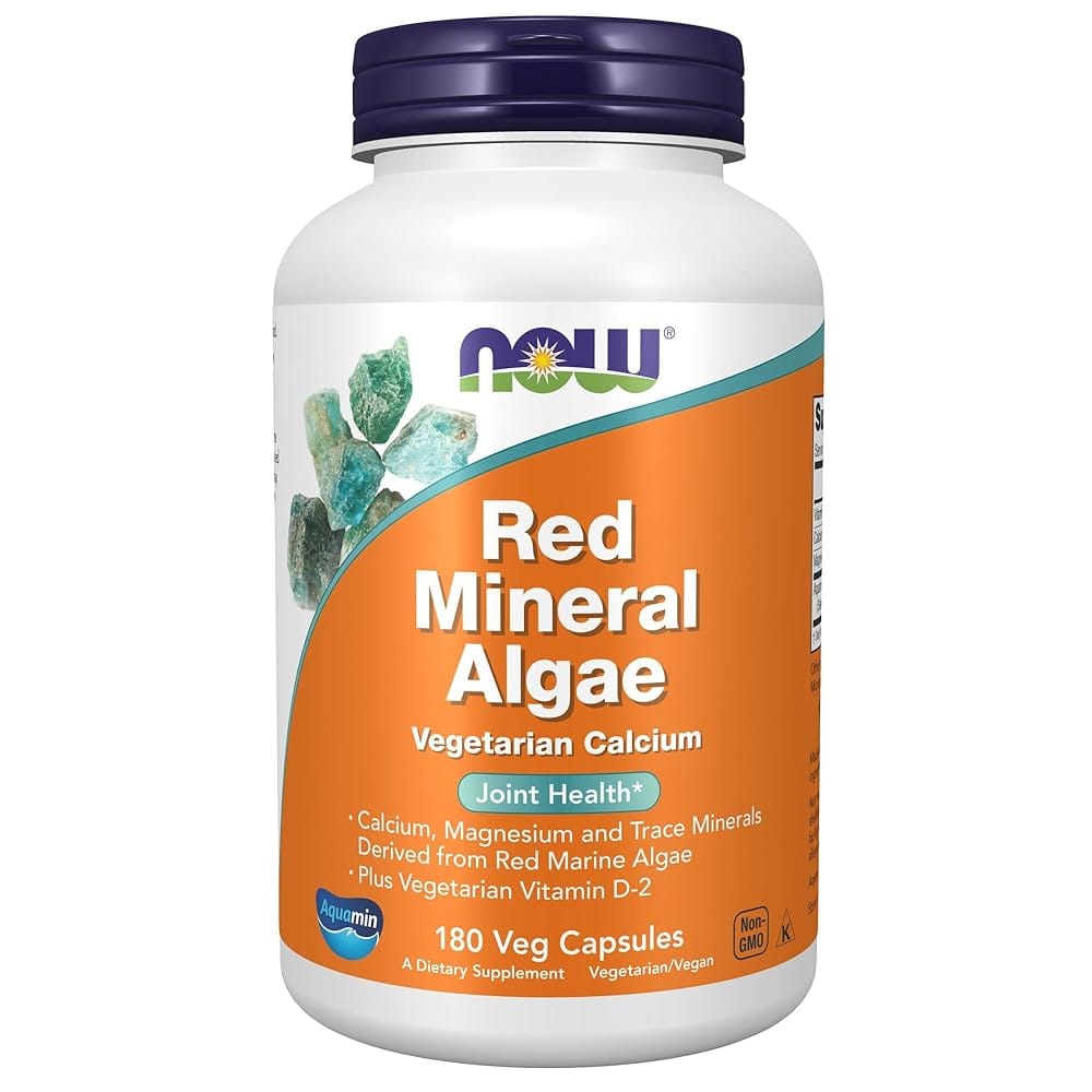 NOW Foods Supplements, Red Mineral Algae Plus Vitamin D-2, Joint Health*, 180 Veg Capsules
