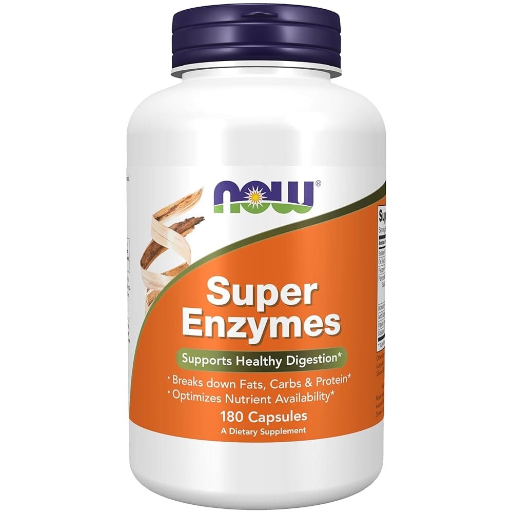 NOW Foods Supplements, Super Enzymes, Formulated with Bromelain, Ox Bile, Pancreatin and Papain,180 Capsules