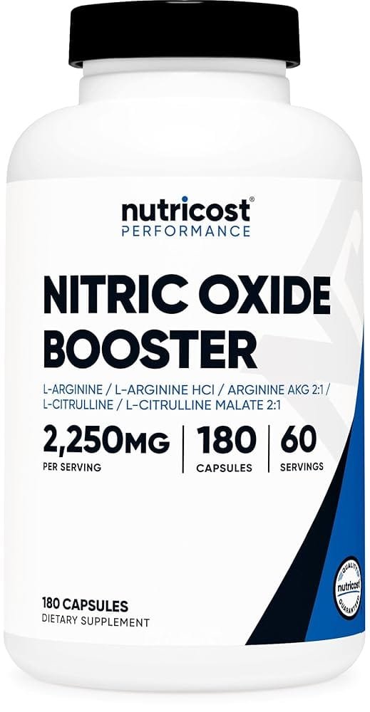 Nutricost Nitric Oxide Booster 2250mg, 180 Capsules – 750mg Per Casule, 60 Servings – Gluten Free and Non-GMO