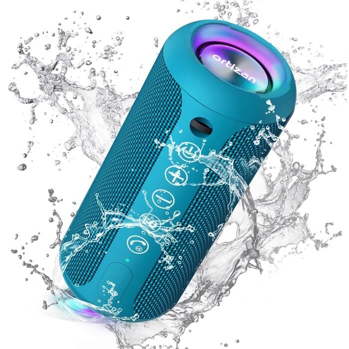 Ortizan Portable Bluetooth Speakers, IPX7 Waterproof Wireless Outdoor Speaker with 24W Loud Stereo Sound And Bluetooth 5.3, Deep Bass, RGB Lights, Dual Pairing, 30H Playtime for...