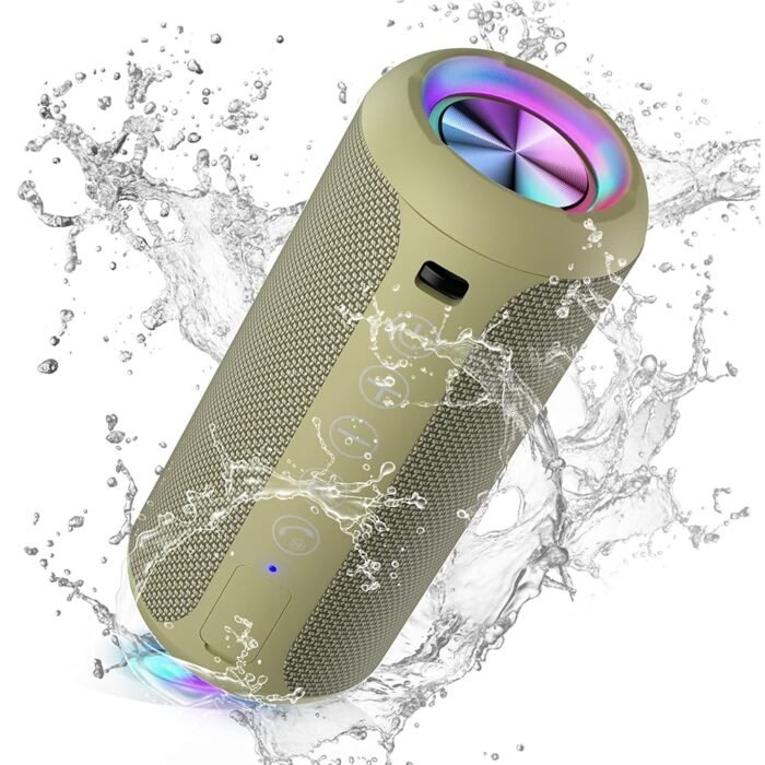 Ortizan Portable Bluetooth Speakers, IPX7 Waterproof Wireless Speaker with 24W Loud Stereo Sound, Outdoor Speaker with Bluetooth 5.3, Deep Bass, RGB Lights, Dual Pairing, 30H...