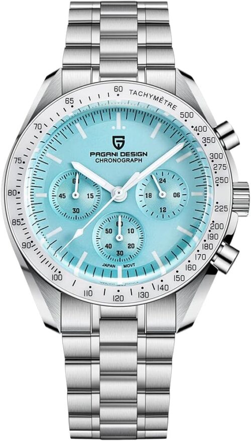 Pagani Design 1701 Moon Wristwatch Homage Men's Quartz Chronograph Watches Japan VK63 Movement Stianless Steel Bracelet 100M Waterproof Sport Watch