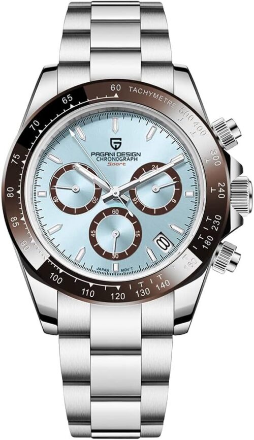 Pagani Design Daytona Homage Men's Quartz Watches Japan Movement Ceramic Bezel Stainless Steel Band Screw-in Crown Waterproof Sport Chronograph Watch