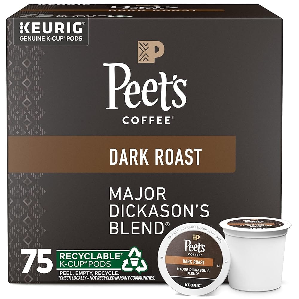 Peet’s Coffee, Dark Roast Keurig K-Cup Pods – Major Dickason’s Blend 75 Count (1 Box of 75 K-Cup Pods)