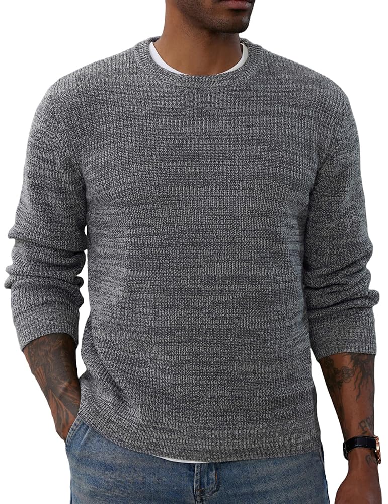 PJ PAUL JONES Men’s Crewneck Sweater Long Sleeve Vintage Knitted Pullover Sweaters