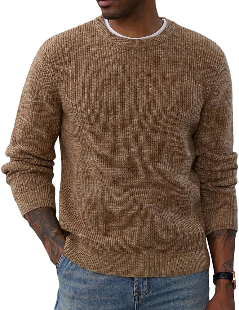 PJ PAUL JONES Men’s Crewneck Sweater Long Sleeve Vintage Knitted Pullover Sweaters
