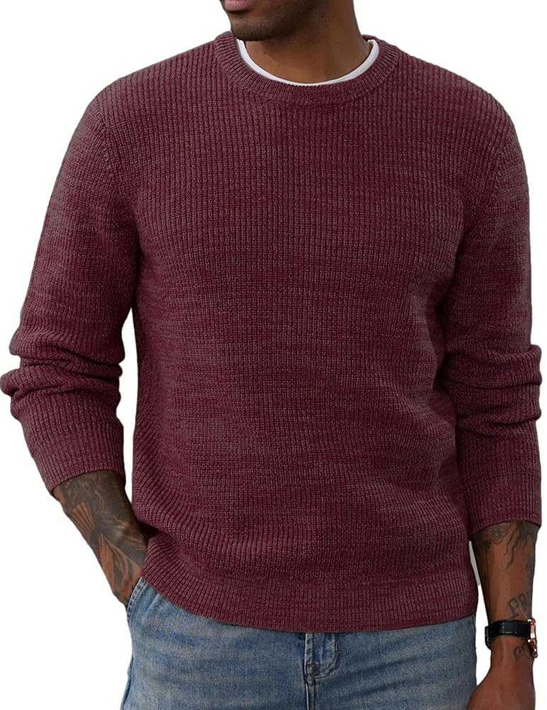 PJ PAUL JONES Men’s Crewneck Sweater Long Sleeve Vintage Knitted Pullover Sweaters
