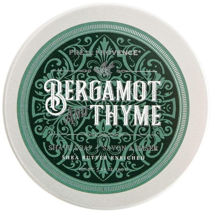 Pre de Provence Bergamot & Thyme Men's Fragrance Collection, Shave Soap in Tin, 150 G