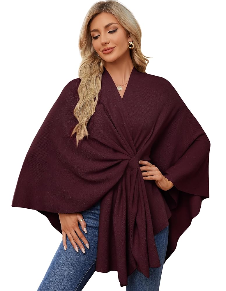 PULI Women’s Elegant Shawl Wraps Soft Open Front Poncho Sweater for Spring Fall Winter