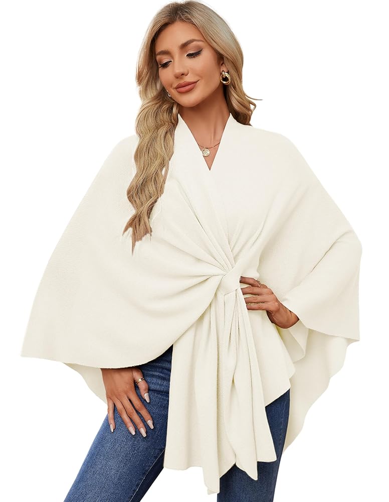 PULI Women’s Elegant Shawl Wraps Soft Open Front Poncho Sweater for Spring Fall Winter