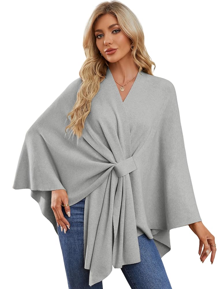 PULI Women’s Elegant Shawl Wraps Soft Open Front Poncho Sweater for Spring Fall Winter
