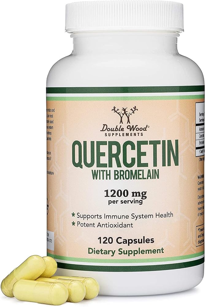 Quercetin with Bromelain – 120 Count (1,200mg Servings) Immune Health Capsules – Supports Healthy Immune Functions in Men and Women (Vegan Safe, Third Party Tested, Gluten Free)…
