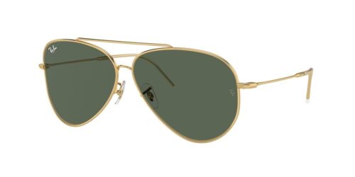 Ray-Ban Unisex Sunglasses Gold Frame, Green Lenses, 59MM