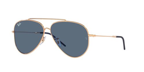 Ray-Ban Unisex Sunglasses Gold Frame, Green Lenses, 59MM
