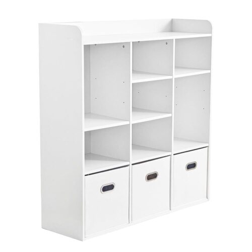 Redlife White Bookcase with 7 Cubes, Wooden Cube Organizer - 3 Tier Freestanding Open Bookshelf, White Storage Display Shelf with Adjustable Shelves for Home Office, Workspace,...