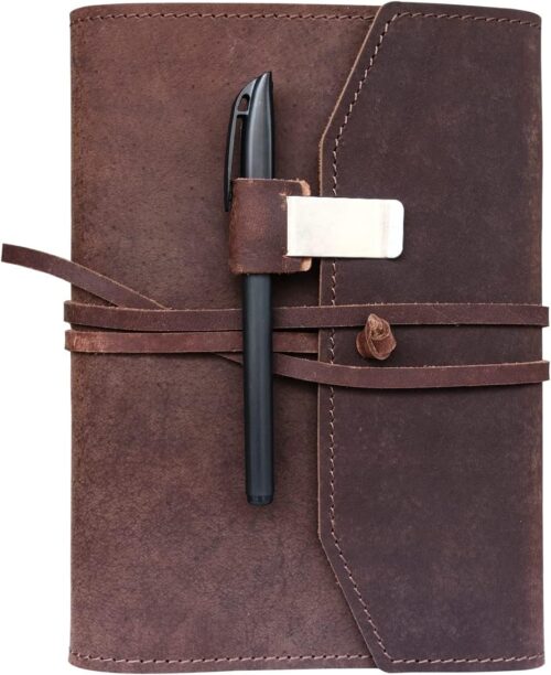 Refillable Leather Journal Writing Notebook - Lay Flat Notebook, Handmade Leather Bound Diary for Men & Women, Gift for Travel Diary, Creative Writing & Art Sketchbook to Write...