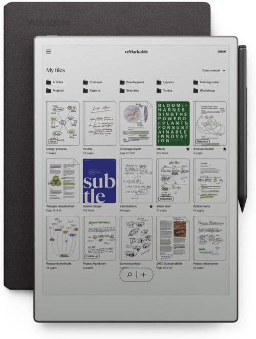 reMarkable Paper Pro Bundle – Mosaic Weave | Includes 11.8” reMarkable Paper Tablet, Marker Plus Pen with Eraser, and a Book Folio Cover in Mosaic Weave – Basalt