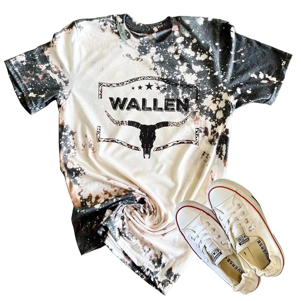 Retro Steer Skull Western T-Shirt Women Vintage Country Music Shirt Cute Cowgirl Graphic Cowboy Tees Tops