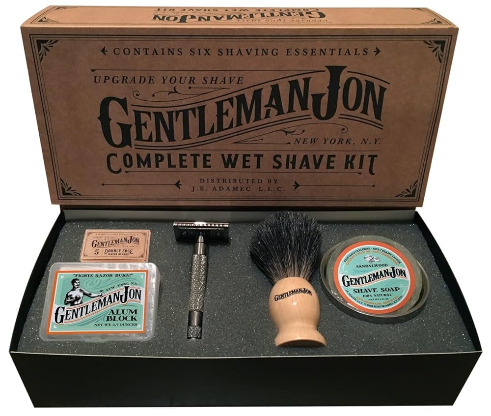 Safety Razor Shaving Kit | Vintage Wet Shave Grooming Set for Men – Includes: Safety Razor, Hair Shaving Brush, Alum Block, Shave Soap, Bowl & Double Edge Razor Blades