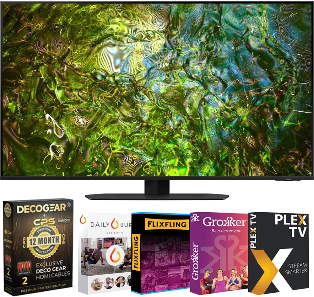 SAMSUNG QN85QN90DA 85 Inch Neo QLED 4K Smart TV 2024 Bundle with Premiere Movies Streaming 2020 + Deco Gear 4K HDMI 2.0 Cable x2 & CPS Exclusive 12 Month Protection Pack Bundle…