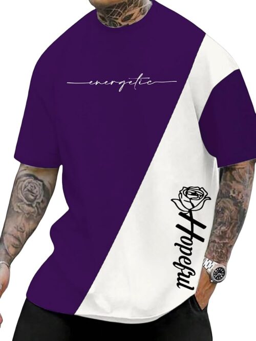 SOLY HUX Men's Graphic Tees Color Letter Print Crewneck Short Sleeve T Shirts Summer Casual Tee Tops