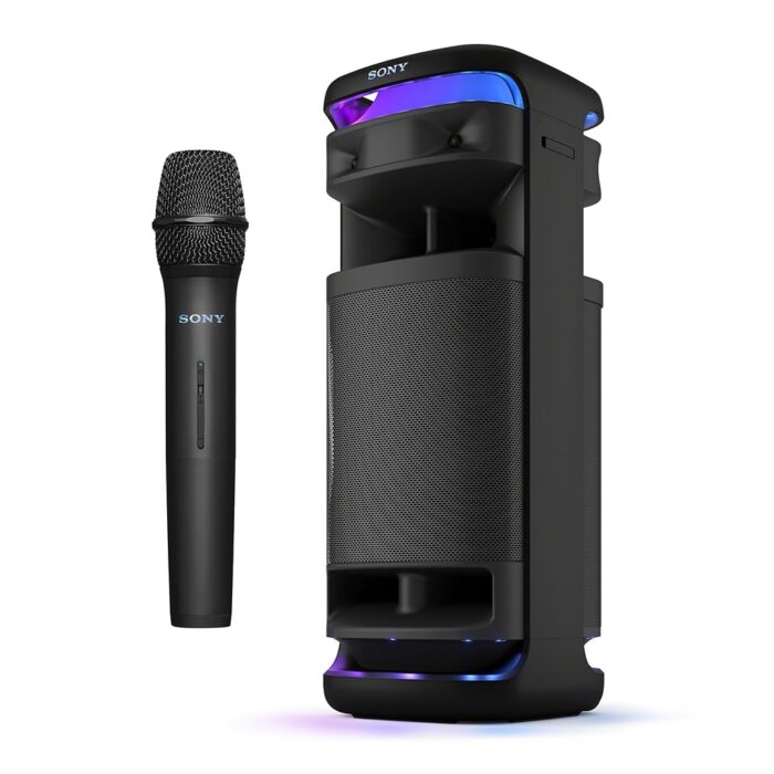Sony ULT Tower 10 Bluetooth Karaoke Party Speaker with Powerful Bass, 360° Sound and Party Lights, Included Wireless Microphone – New