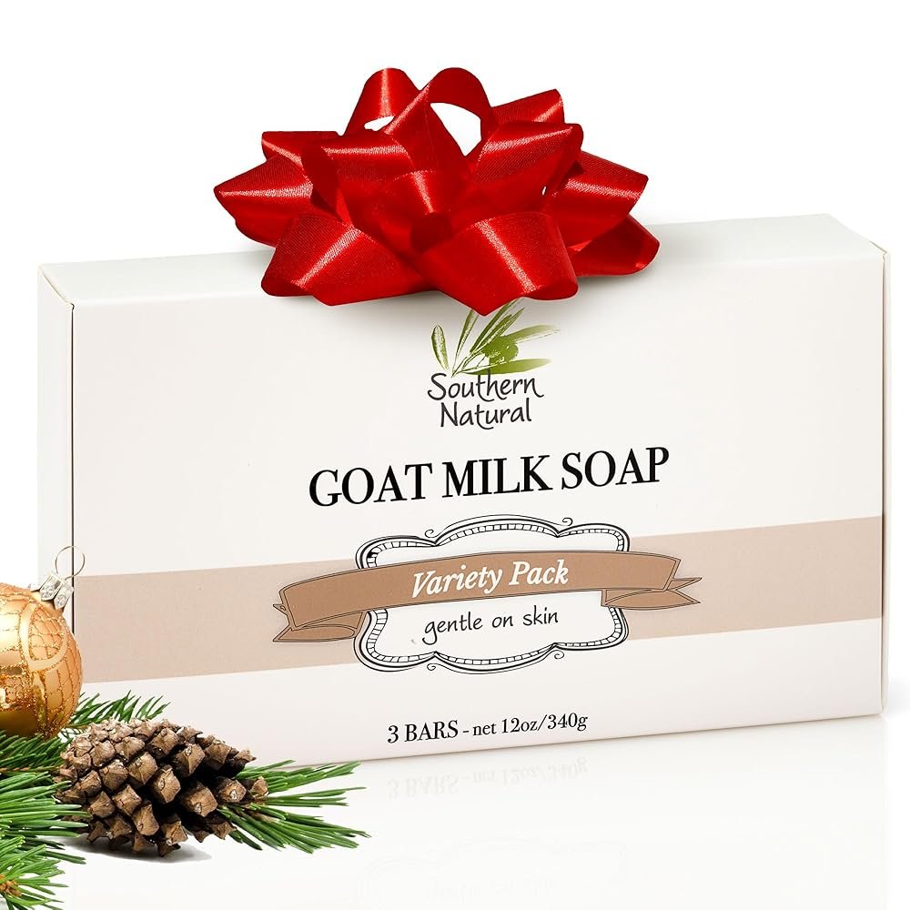Southern Natural Goat Milk Soap Bar (Variety 3 Pack) Lavender, Oatmeal Milk & Honey, Rosemary Mint – For Dry Sensitive Skin. For Men, Women, Kids & Baby. Great For Face and Body.