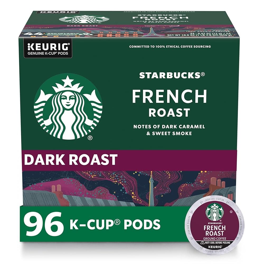 Starbucks K-Cup Coffee Pods, Dark Roast Coffee, French Roast for Keurig Brewers, 100% Arabica, 4 boxes (96 pods total)