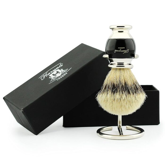 Synthetic Silver Tip Badger Hair Shaving Brush with Brush Stand/Holder